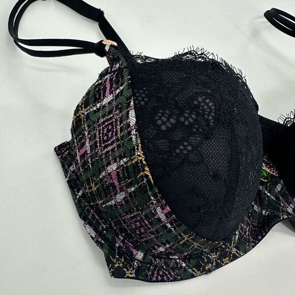 Savage X Fenty Lace Black & Metallic Bras With Green-Gold Bee - Picture 3 of 6